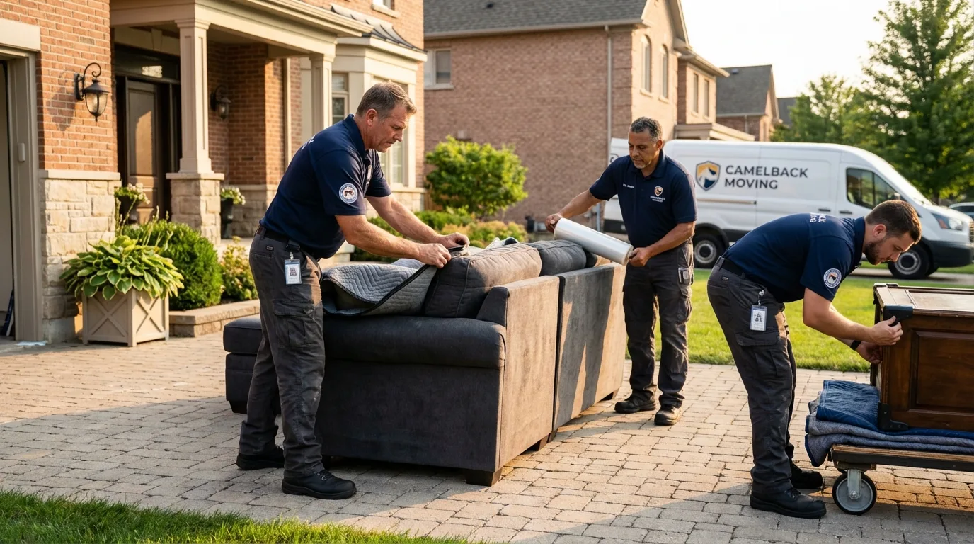 Large estate moving crew wrapping furniture in Fort Payne, AL