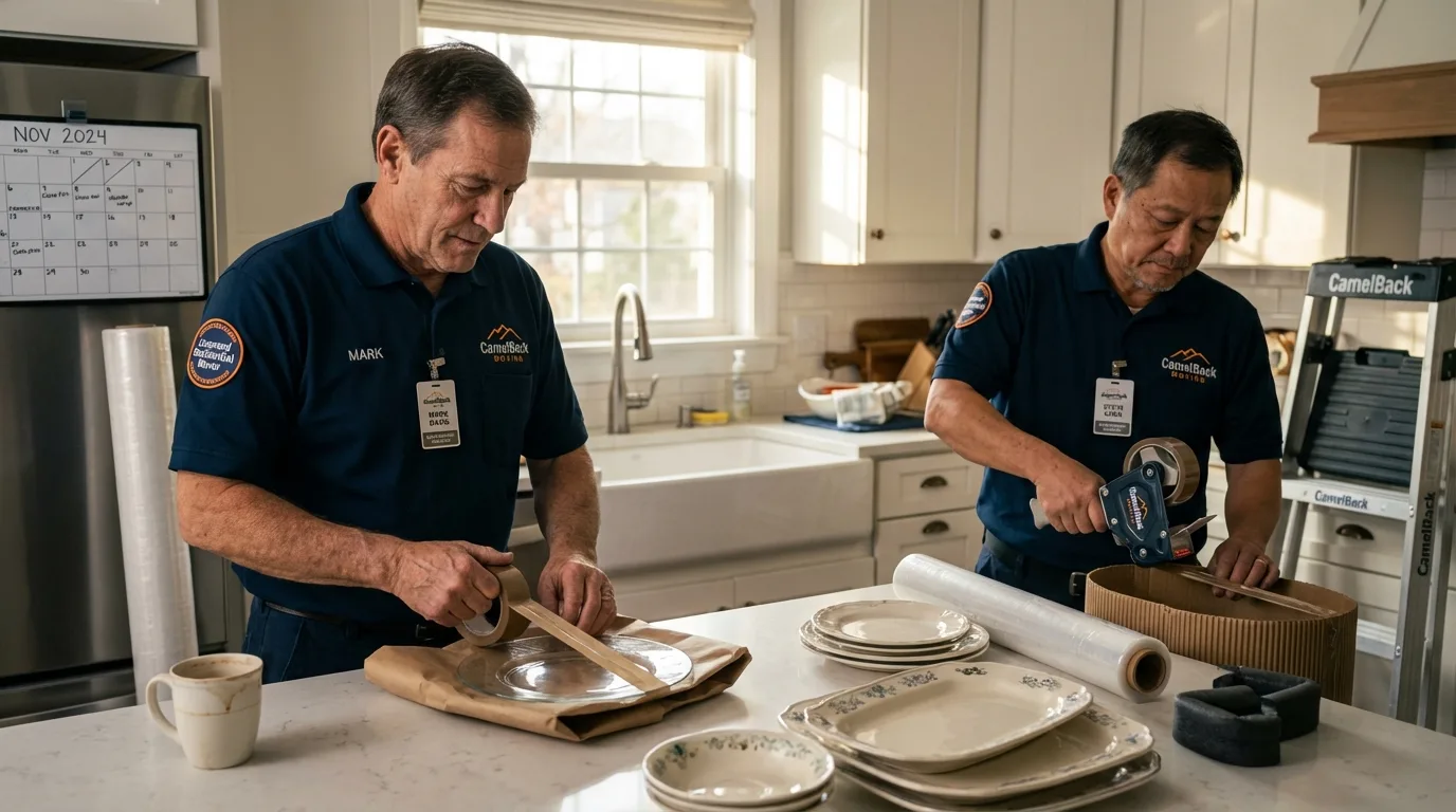 Professional crew packing kitchen dishware in Fort Payne, AL
